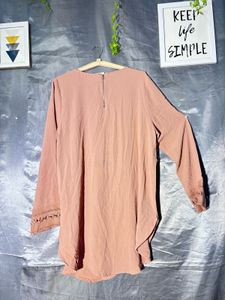 Elegant Pink Lace Detail Tunic Top