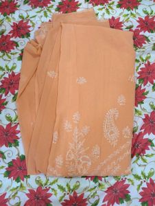 Elegant Peach Chikankari Saree🥻