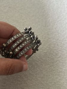 Oxidized Silver Jingle Bell Bangles
