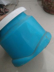 Blue and White Plastic Stool