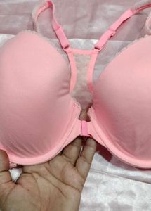 Pink Lace Trim Bra