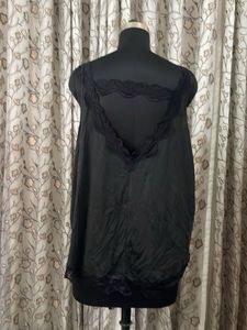 Black Lace Trim Camisole Slip