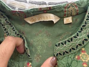 Green Printed Kurta