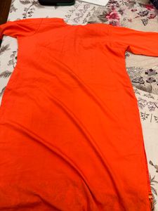 Vibrant Orange Embroidered Kurta
