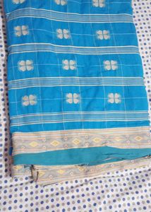 Elegant Blue Checked Saree