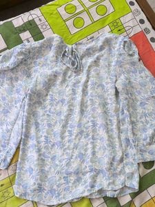 Light Blue Floral Print Blouse