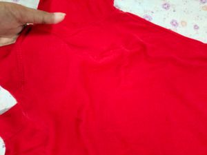 Red High neck Half Sleeve Top