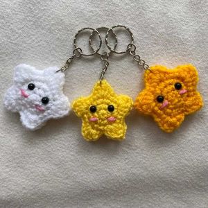 Cute Crochet Star Keychain