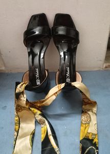 Stylish Black Heels with Scarf Tie
