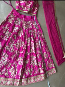 Elegant Pink Embroidered Lehenga Choli Set