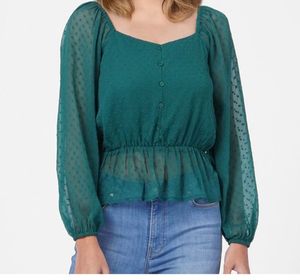 Emerald Green Peplum  Blouse from Only