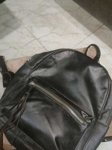Black Faux Leather Backpack