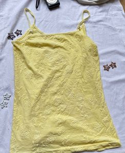 Yellow Floral Embroidered Cami Top