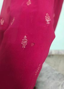Elegant Maroon Embroidered Gown with Dupatta