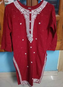 Maroon Embroidered Kurta Set xxl size