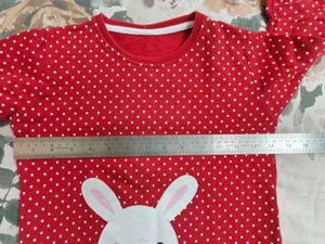 Sweatshirt Red Bunny Print Polka Dots
