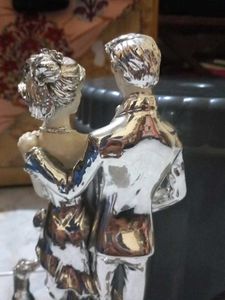 Silver Wedding Couple Figurine