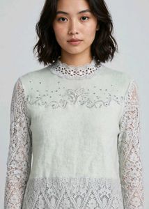 Elegant Lace and Embellished Top