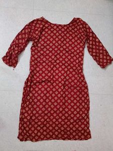 Red Printed Kurta