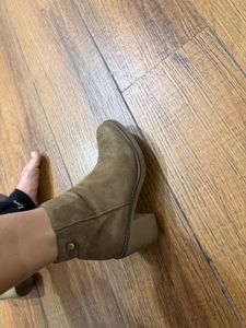 Suede Ankle Boots with Block Heel