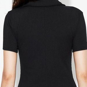Black Button-Down Playsuit