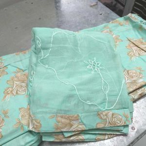 Butter Print Embroidered Dress Material Set