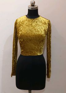 Gold Velvet Long Sleeve top 34 to 36