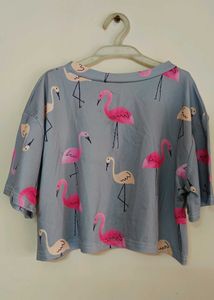 Cute Flamingo Print Crop Top