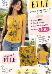 ELLE Yellow Printed Cap Sleeve Top