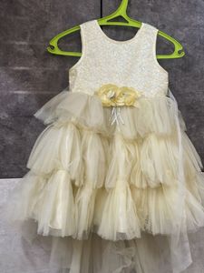 light yellow Sparkly Party Dress with Tulle Skirt