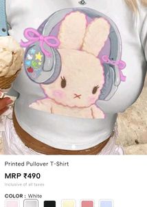 Cute Bunny Graphic Print T-Shirt