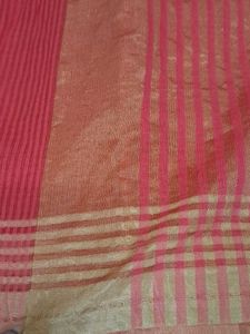 Orange Saree with Gold Stripes