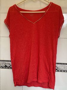 Women's Red V-Neck T-Shirt