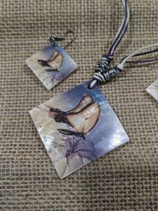 Butterfly Pendant Necklace &amp; Earrings Set