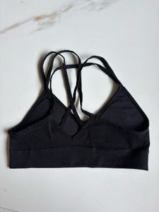 Black Sports Bra with Strappy Back
