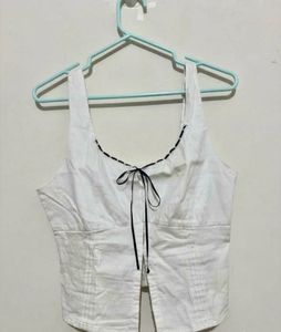 Chic White Bow Detail Top