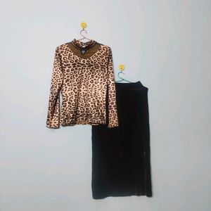 Animal Print Top &amp; Skirt Set