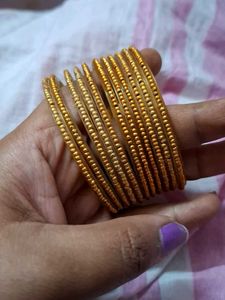 Blue &amp; Golden Bangles with Yellow Accents