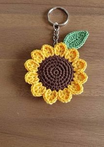 Crocheted Sunflower Keychain