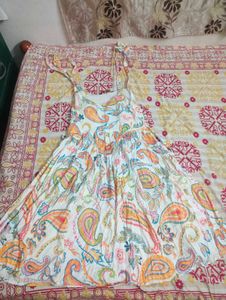 Paisley Print Tie-Shoulder Midi Dress