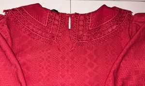 Vibrant Red Embroidered Blouse