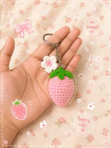 Handmade Crochet Strawberry Keychain