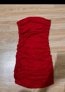 Stunning Ruched Strapless Red Dress
