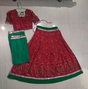 Red Printed Lehenga Choli Set