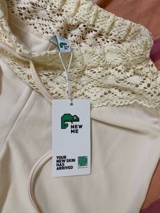 Cream Crochet Waist Flared Pants