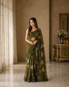 Elegant Floral Print Saree