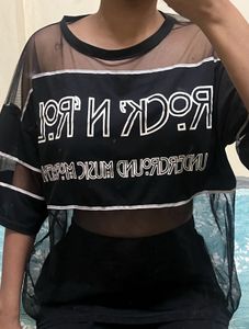 Sheer Black Graphic Crop Top - FREE SHIPPING!!