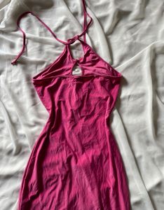 Hot Pink Halter Neck Mini Dress