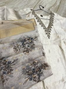 Elegant Cream Embroidered Kurta