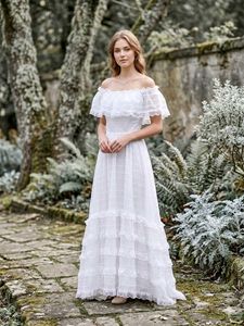 Elegant Off-Shoulder Tiered Lace Dress